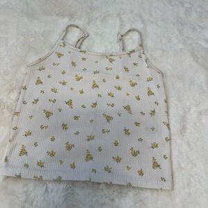 American Eagle Outfitters White and Yellow Floral Top